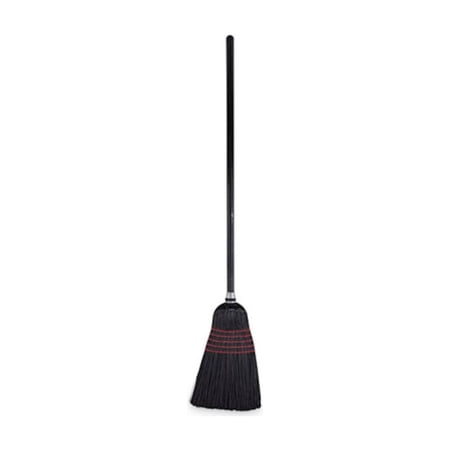 Boardwalk Flagged Tip Poly Bristle Janitor Brooms, 10 x 58.5, Wood Handle, Natural/Black, 12/Carton