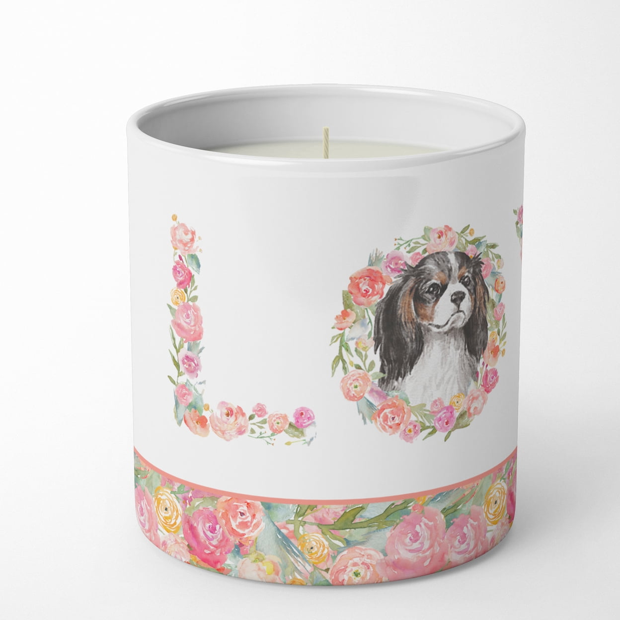 Cavalier Spaniel Tricolor Style 3 LOVE 10 oz Decorative Soy Candle