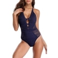 thumbnail image 2 of Charmo Crochet One Piece Swimsuits for Women Sexy V Neck Bathing Suit Hollow Monikini, 2 of 7