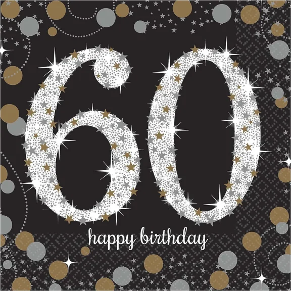 Sparkling Celebration 60Th Over Hill Adult Birthday Party Paper Luncheon Napkins