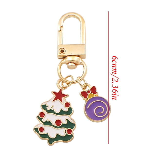 Christmas Series Metal Keychain Pendant Christmas Tree Candy Snowman Pendant Small Gift