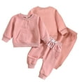 thumbnail image 2 of LYMAYTER Infant Spring Fall Sweatshirt Outfits 2PCS Boys Girls Solid Color Long Sleeve T Shirts Tops + Jogger Pants Set for 0-24 M, 2 of 8