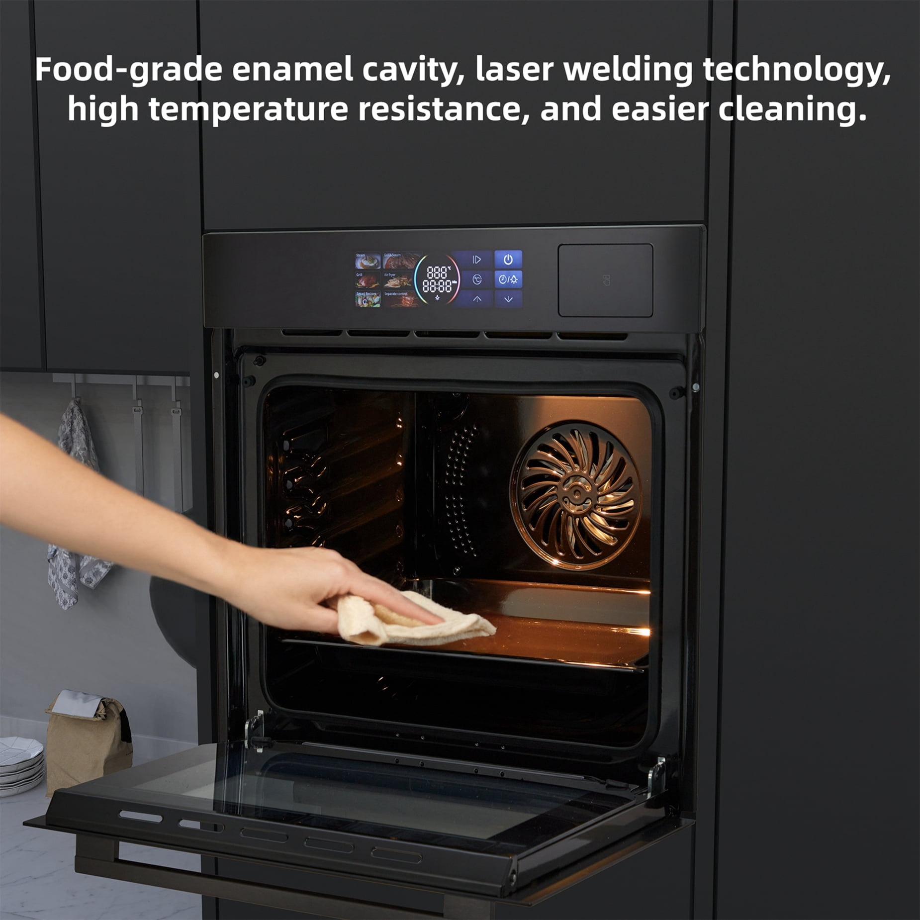 Aoile 24" Single Wall Oven with 2.5 Cu.Ft. Capacity, 3000W Built-in Electric Oven with 4 Cooking Functions & 108 Automatic Recipes