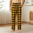 thumbnail image 2 of TKKCS Mens Buffalo Plaid Lounge Pants Relaxed Fit Straight Leg Casual Sleepwear Elastic Waist Drawstring Pajama Pants with Pockets Yellow XL, 2 of 8