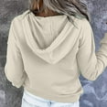 thumbnail image 4 of Flash picks! Turilly Women's Casual Hoodies Fall Solid Long Sleeve Sweatshirt Button Down Drawstring Pullover Top Blouse with Pocket, 4 of 8