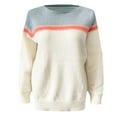 thumbnail image 4 of NAMTYQX Sweaters for Women Casual Long Sleeve Warm Women's Pullover Sweaters Crewneck Print Loose Sky Blue Size M, 4 of 5