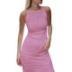 thumbnail image 3 of Vestido largo de punto sin mangas, ajustado, fruncido, paquete ajustado, malla a la cadera, un hombro, vestido corto con lazo, vestido largo de boda D, 3 of 5