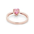 thumbnail image 5 of AFFY Simulated Pink Tourmaline & White Cubic Zirconia Solitaire Heart Promise Ring 14K Rose Gold Over Sterling Silver Gift For Her Ring Size-6, 5 of 7
