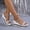 Silver, variant on Women's Sparkly Rhinestone Wedge Slides - Braided Two-Strap Sandals, Comfort Platform Footwear for Casual & Party Wear Gold 8.5(41)