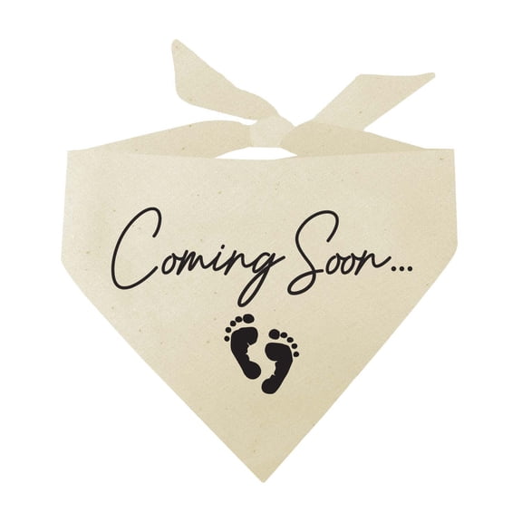 Coming Soon With Baby Feet Baby Announcement Gold Triangle Dog Bandana