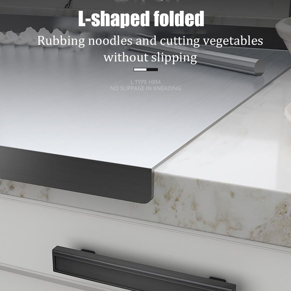 Stainless Steel Cutting Board for Kitchen Counter 304 Stainless Steel Cutting Plate Lipped Stainless Steel Cutting Board for Cutting Vegetables, Fruits, Meat,Bread