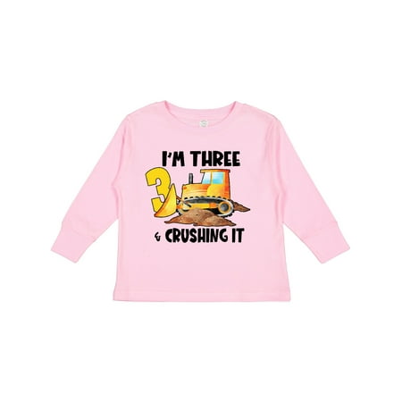 

Inktastic I m 3 and Crushing It Construction 3rd Birthday Gift Toddler Boy or Toddler Girl Long Sleeve T-Shirt