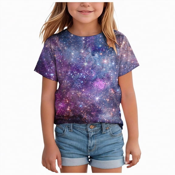 UngA Little Boys Girls Shirts Kids Toddler 3D Graphic Summer Tops Crewneck Casual Short Sleeve Tshirt for Boys Girls (Sky Blue,12-13 Years)