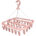 thumbnail image 1 of Tendedero para colgar ropa con 32 clavijas resistentes al viento, tendedero plegable para calcetines, ropa interior, ropa de bebé, toallas (rosa), 1 of 5