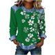 thumbnail image 3 of TaTaai Soft Comfy Womens Long Sleeve Shirt St Patrick Print Patchwork Round Neck Solid Color Casual Blouse Spring Daily Holiday Vacation Party Wear Gift, 3 of 5