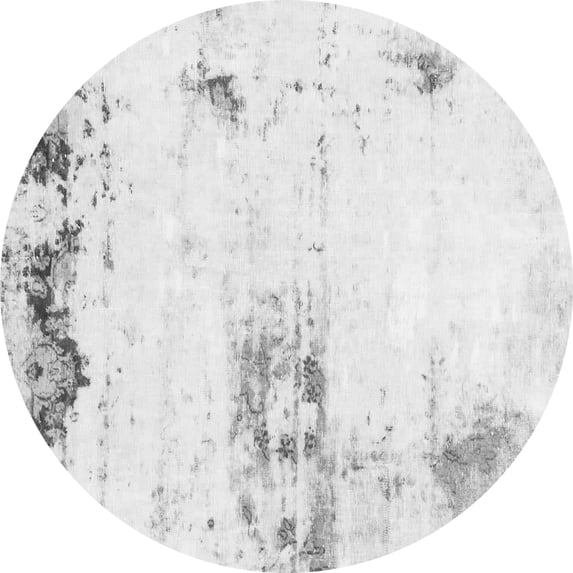 Ahgly Company Indoor Round Abstract Gray Modern Area Rugs, 7' Round