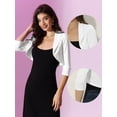 thumbnail image 2 of Bolero Allegra K para mujer Collared Shrugs Vestido blanco XS, 2 of 6