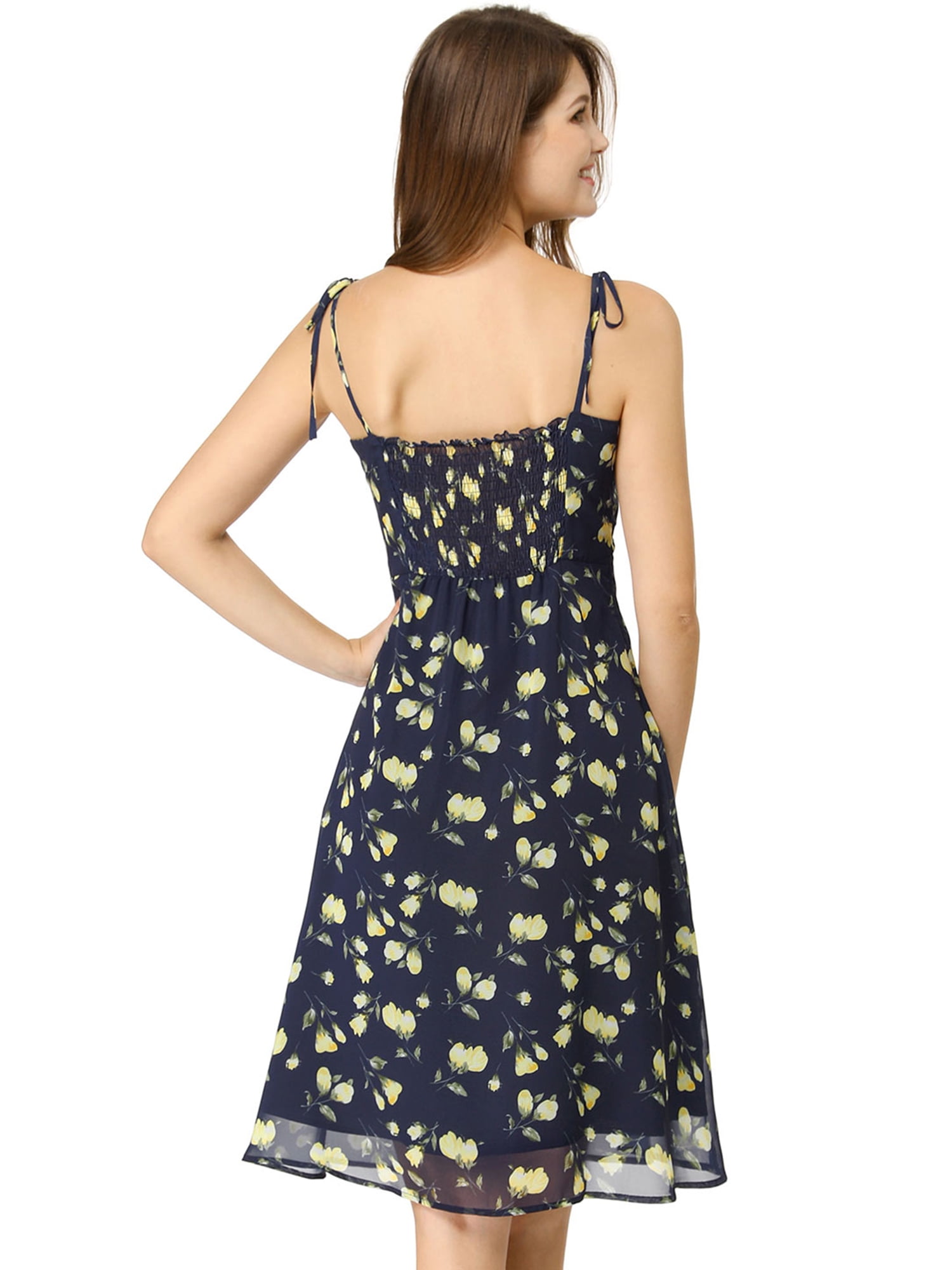 DARING DIVA Spaghetti Strap Summer Floral Print Midi Dress XS Blue