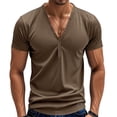 thumbnail image 3 of Men's V-Neck Button T-Shirts Short Sleeve Tees Henley T-Shirt Summer Base Tops, 3 of 9