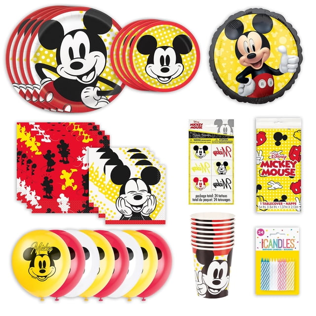Mickey Mouse Party Pack for 8 | Plates, Cups, Napkins, Tablecloth & More | Join the Fun!