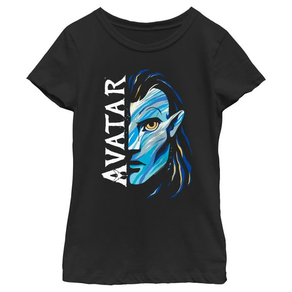 Girl's Avatar: The Way of Water Jake Sully Face Logo  Graphic Tee Black X Large