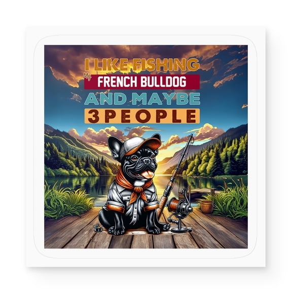 I Like Fishing, and My French Bulldog, and Maybe 3 People. Happy Father's Day Vinyl Sticker Dog Lover Gifts Waterproof Decal Art Decor - 00004