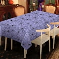 thumbnail image 4 of Btomtd 107.87 x 53.93 inch Spider Pattern Halloween Table Cloth Disposable Plastic Tablecloth Horror Theme Table Cloth Festive Party Use, Purple, 4 of 6