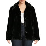 Time and Tru Women's and Plus Faux Fur Cropped Jacket