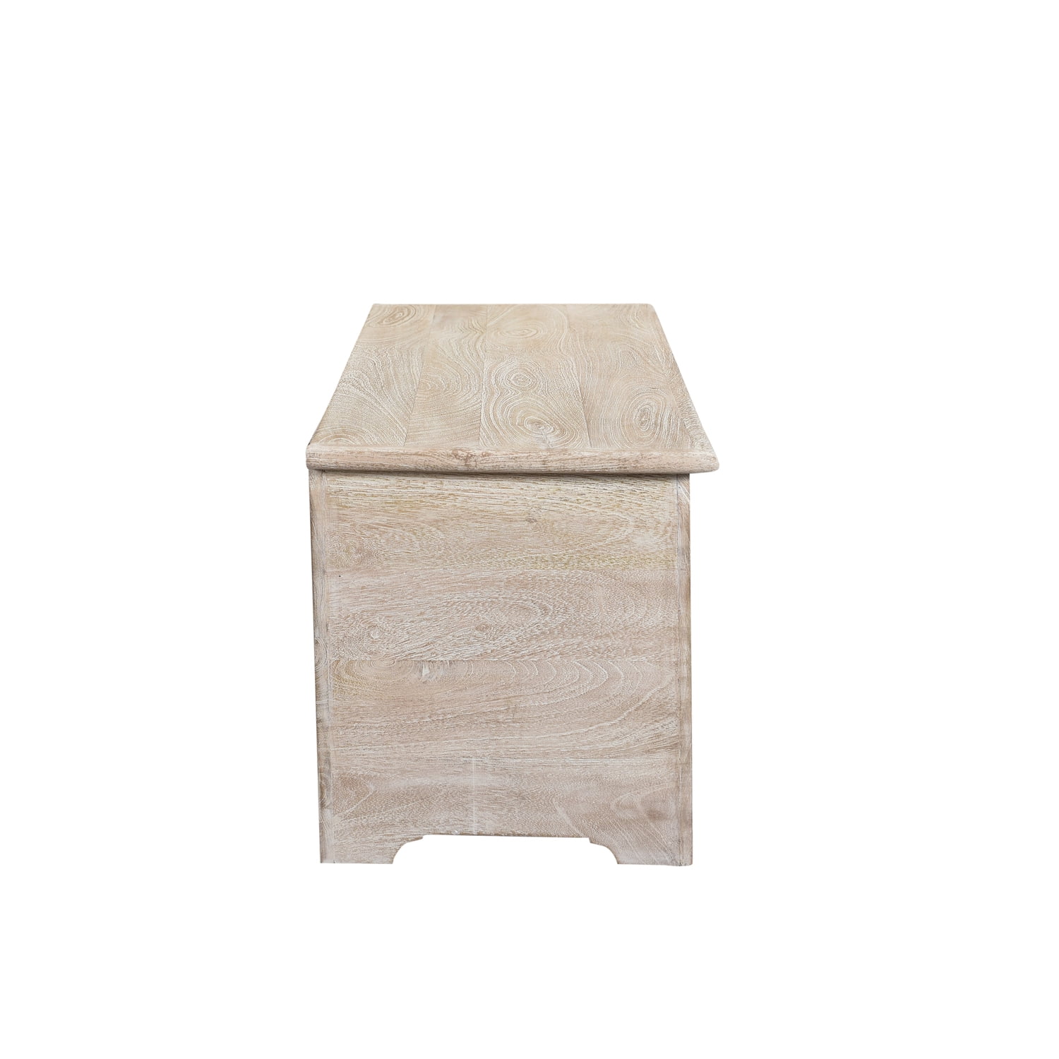 Taran Designs Monte Floral Carved Solid Wood Storage Ottoman in White