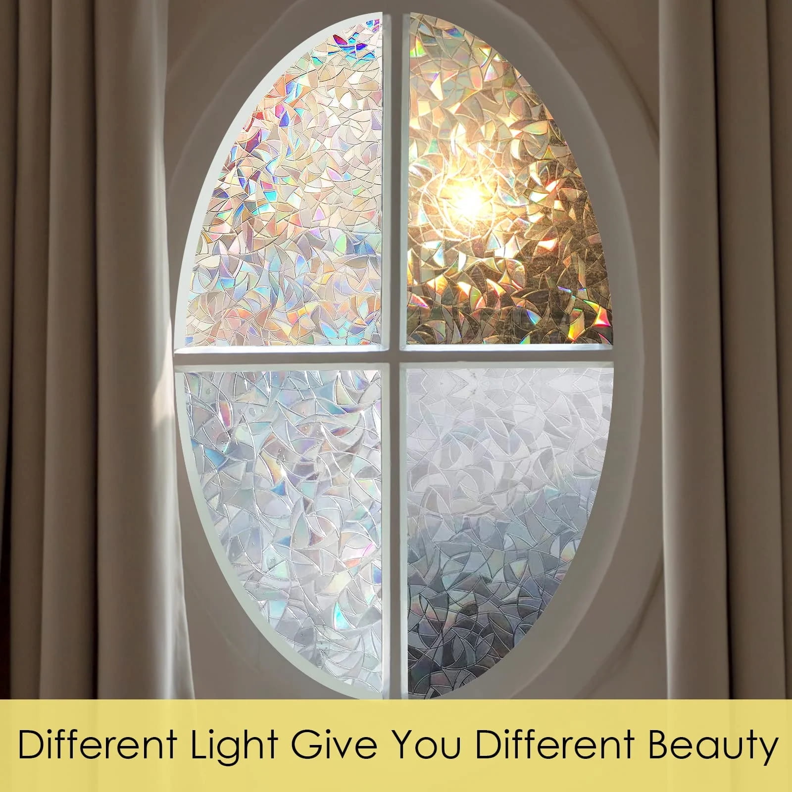 BSHAPPLUS® 17.7" x 354" Privacy Window Film,Rainbow Blackout Window Clings,Stained Glass Window Film,Peel and Cling Window Tint,Anti UV Heat Control Window Shades for Home Kitchen Bathroom Office