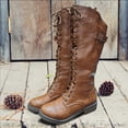 thumbnail image 3 of Mepaouo Knee High Boots for Women Platform Lace up Lug Sole Fashion Riding Combat Boots, 3 of 5