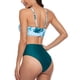 thumbnail image 4 of Bikini Dividido Tie Dye Print Cintura Alta Elástico Transpirable Cómodo Traje De Baño Bikini Para Playa Verde XL, 4 of 7
