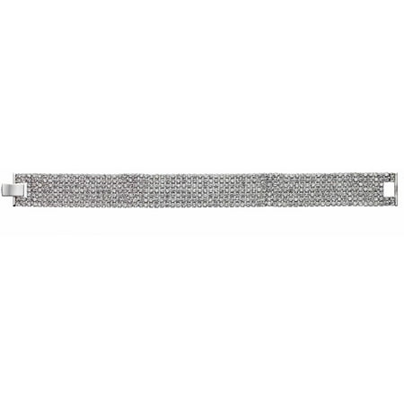 X & O Women's Handset Austrian Crystal White Rhodium-Plated 7-Row Bracelet, 7