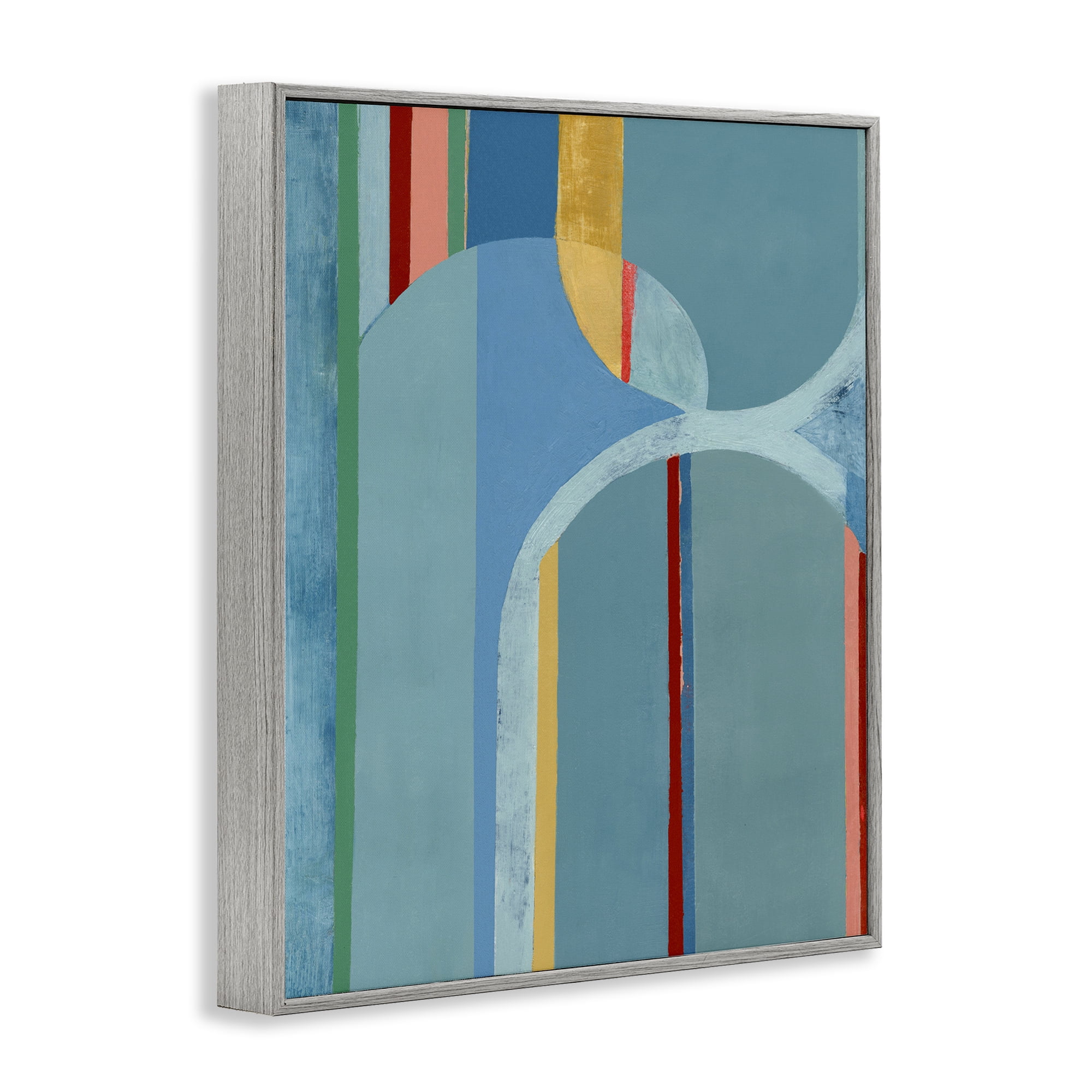 Stupell Industries Funky Blue Arches Abstract Painting Gray Framed Art Print Wall Art, 24 x 30