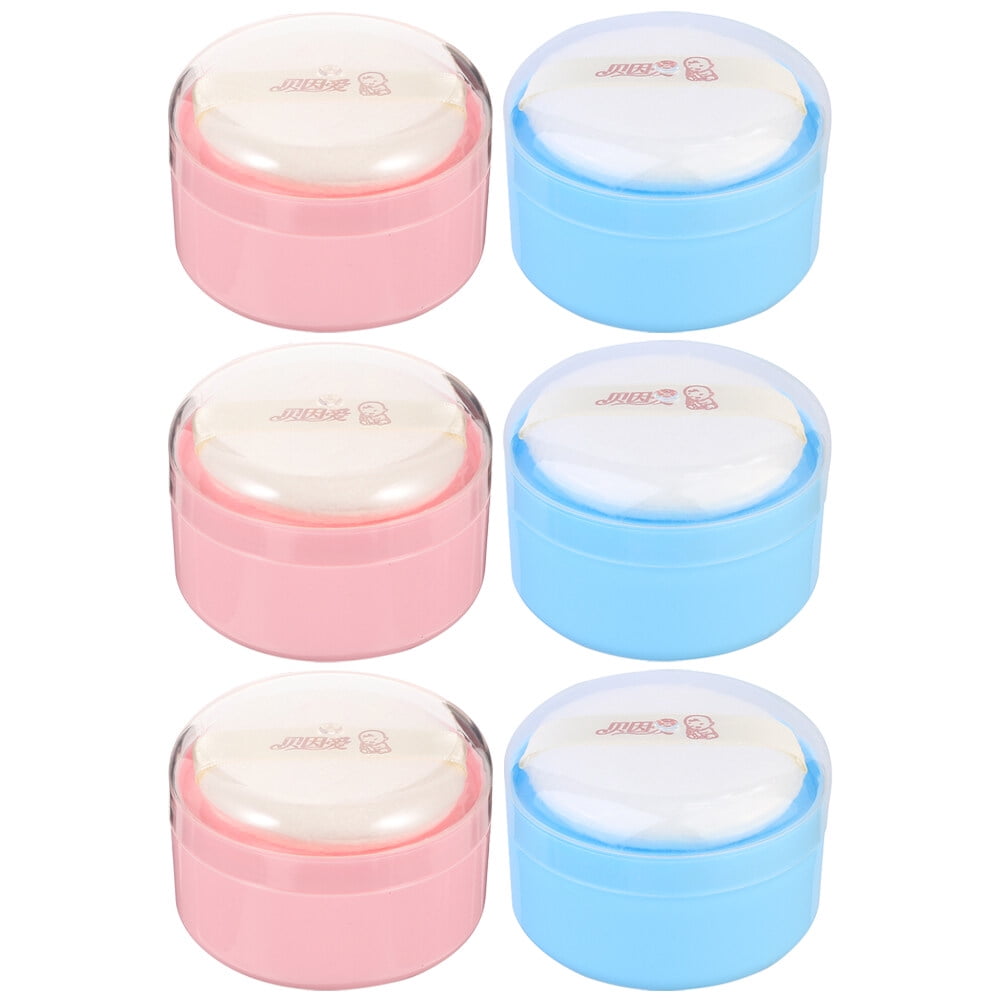 6pcs Baby Body Powder Box with Powder Puff Portable Empty Powder Puff