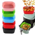 thumbnail image 2 of Bandeja de silicona para freidora de aire con asas, cesta antiadherente para freidora de aire, apta para lavavajillas, sin BPA, para una cocción uniforme y una limpieza fácil., 2 of 8