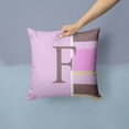thumbnail image 2 of Carolines Treasures CJ1005-FPW1414 Letter F Initial Monogram - Pink Stripes Decorative   Canvas Fabric Pillow 14Hx14W, 2 of 4