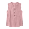 thumbnail image 4 of SwiftWear Women's Summer Button Down Tank Top Soft V-Neck Sleeveless Cami, Relaxed Fit Casual Cotton Tunic Tops, 4 of 9
