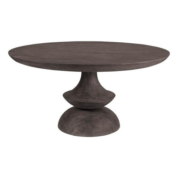 Crossman 60" Round Dark Brown/Gray Solid Wood Table Top & Base Dining Table