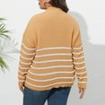 thumbnail image 4 of Women's Plus Size Striped Stitched Knitted Sweater - Ginger Yellow Half-Turtleneck, Zipper Detail & Heart Design, Extra Oversized 3XL, Soft Knit, Size XXXL, 4 of 5