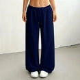 thumbnail image 6 of Low Rise Sweatpants for Women Comfort Soft Wide Leg Lounge Sweatpants Baggy Straight Leg Track Pants Athletic Joggers Navy L, 6 of 6