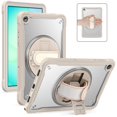 thumbnail image 3 of Case For Samsung Galaxy Tab A11 2025 / Galaxy Tab A9 2023 Handle Protective Cover 360° Rotating Ring Stand, Shockproof Dropproof Case For Kids Kickstand & Adjustable Shoulder Strap,Khaki, 3 of 10