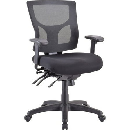 Lorell Conjure Executive Mid-back Mesh Back Chair Black Seat - Black Back - 5-star Base - 24" Length x 24.4" Width - 39.4" Height - 1 Each