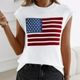 thumbnail image 5 of Women Tank Knit Tops Tshirts American Flag Tshirt Round Neck Blouses Summer Clothing Fashion Tee, 5 of 6