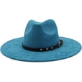 thumbnail image 3 of Fedora Hat for Women Men Big Wide Brim Western Suede Hats with Belt Buckle, 3 of 6