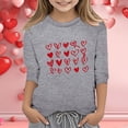 thumbnail image 2 of Hauts et Bas pour Filles et Femmes T-Shirt Décontracté à Manches 3/4 Col Rond Imprimé Saint-Valentin Mode Fonctionnel pour Filles, 2 of 4