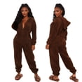 thumbnail image 4 of Conjunto de pijama con capucha para mujer, ropa de dormir de manga larga con cremallera, de felpa cálida, Sexy, a la moda, para invierno, 2024, 4 of 4