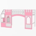 thumbnail image 5 of URTR Twin Size Low Loft Bed with Storage Staircase, Safety Guardrails and Window, Twin Wooden Loft Bedframe with Under-Bed Play Space for Bedroom, Pink, 5 of 7