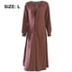 thumbnail image 2 of Vestidos casuales para mujer Vestido de manga larga con cuello en V Vestidos casuales sueltos (rojo ladrillo), L, 2 of 6