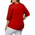 thumbnail image 3 of FASHIONWT Women Glitter Sequined Stitching Christmas Tree 3/4 Sleeve Plus Size T-Shirt, 3 of 4